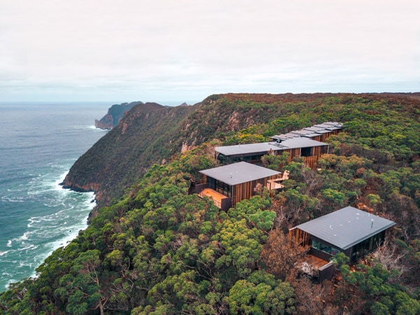 an aerial view of Cape Pillar Lodge