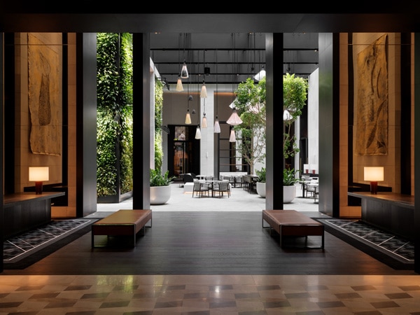 an elegant lobby interior at Capella Sydney Hotel