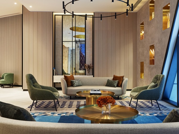 an elegant lobby interior at Dorsett