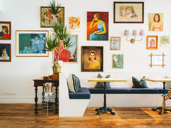 paintings on the walls at Halcyon House, Byron Bay