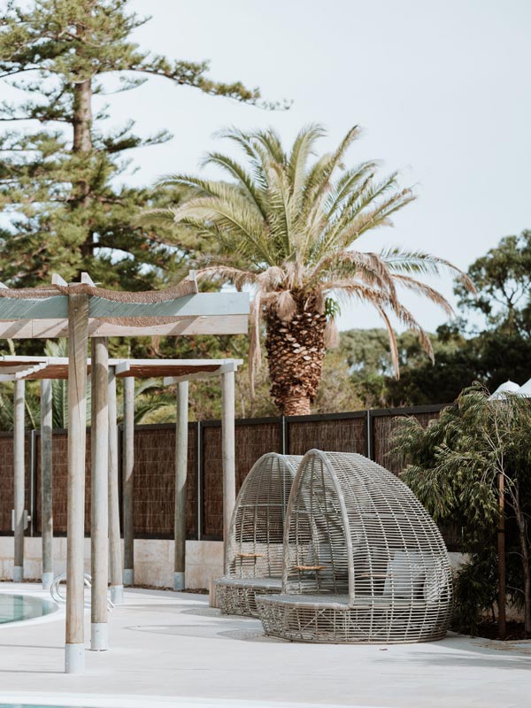 sun loungers on the pool area at Samphire Rottnest