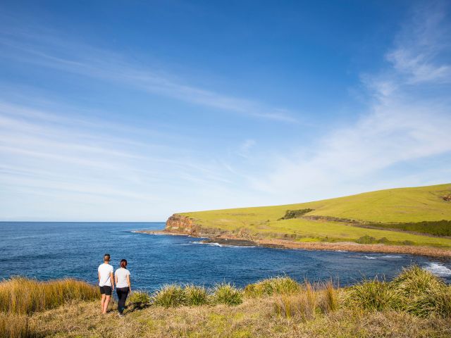 Couple enjoying a walk along the Kiama Coastal Walk on the South Coast