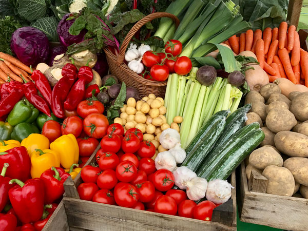 fresh vegetables on display at a local market, Lismore Farmers Market