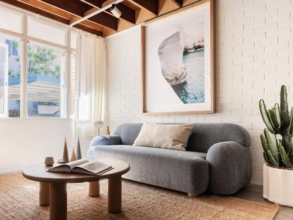 the living room interior at The Seaport Burleigh Airbnb