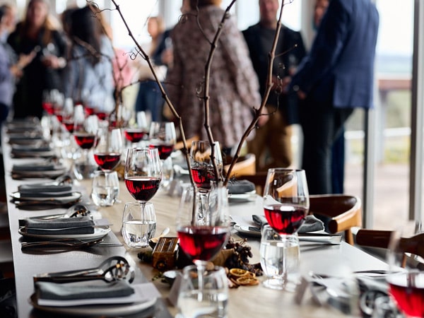Red wine on table at Winter Reds festival event in Adelaide