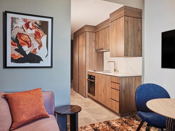 a look inside the premier king bedroom at Adina Apartment Hotel in Pentridge, Melbourne