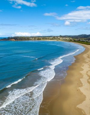 an aerial view of Corrigans Beach