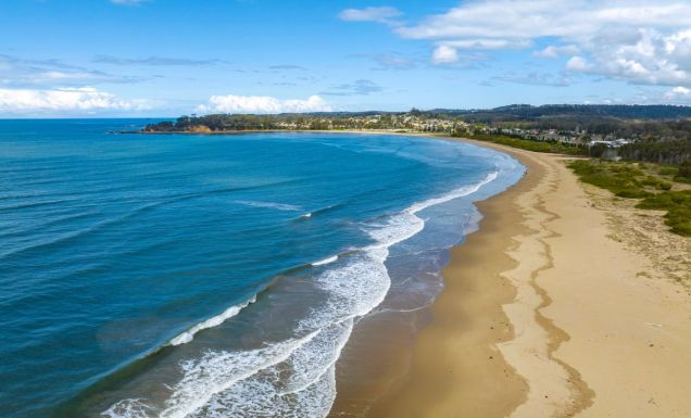 an aerial view of Corrigans Beach