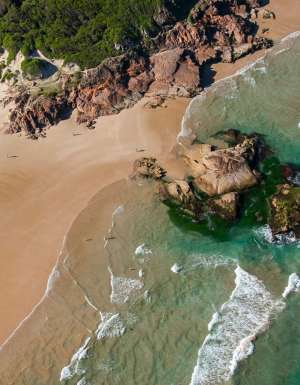 Aerial shot of Samurai Beach, nude beach