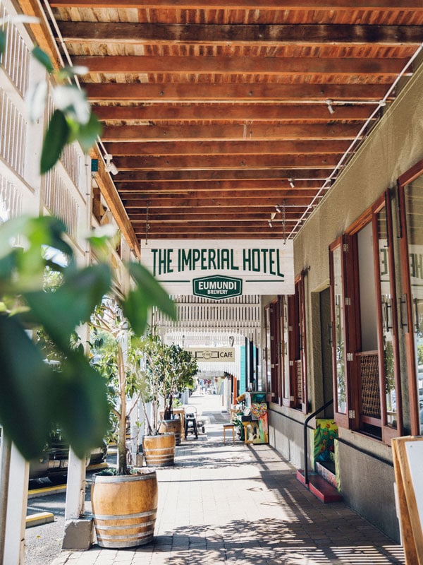 the signage outside Imperial Hotel, Eumundi, Qld