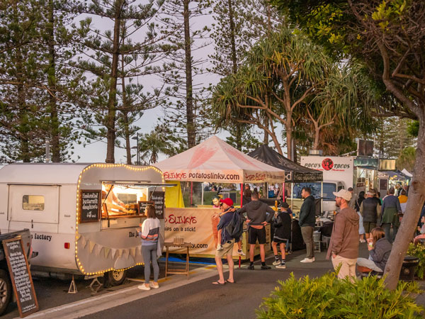 food trucks at the Mooloolaba Sunset Markets