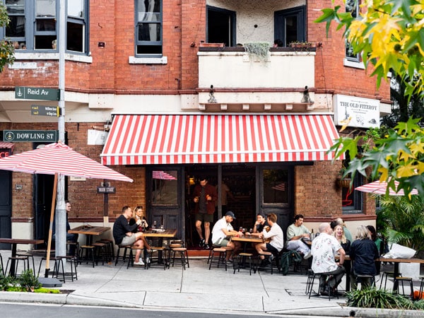 people dining outside The Old Fitzroy Hotel, Sydney, NSW