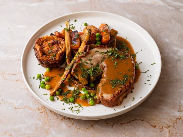 a plate of Porchetta Roast at Woolwich Pier, Woolwich, Sydney, NSW