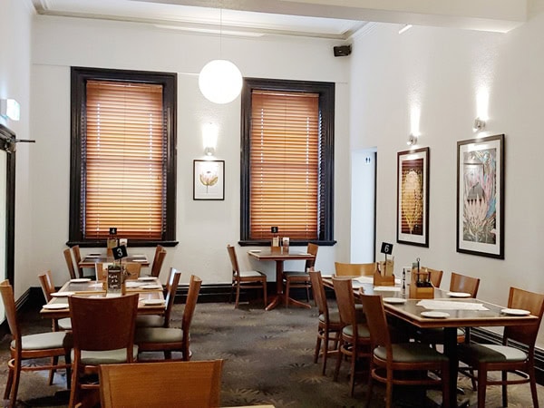 the dining interior of the bistro at The Park Hotel, Mt Gambier
