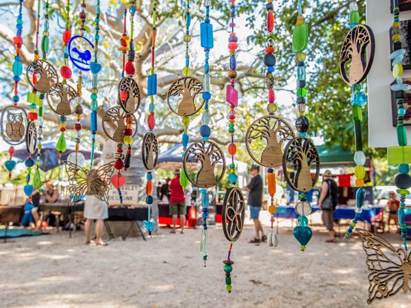 a stall of handmade crafts in Courthouse Markets in Broome, Kimberley
