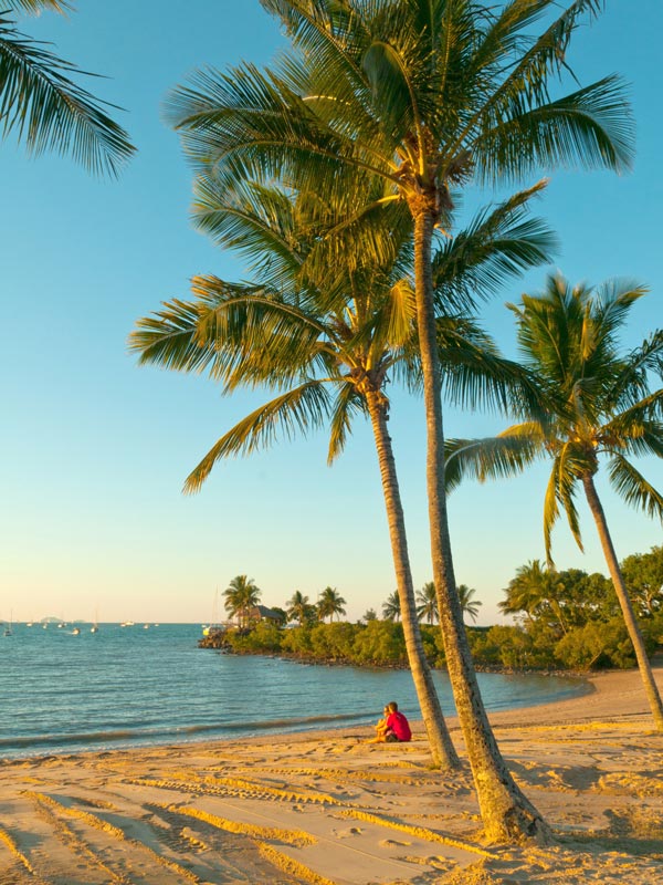 view of Airlie Beach at sunset