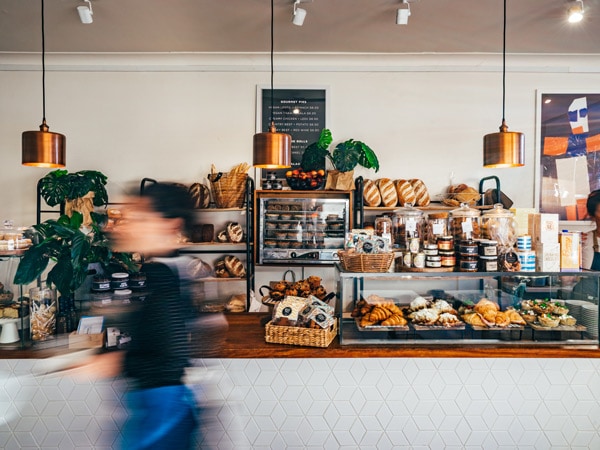 the bread counter at Flour Water Salt Bakery