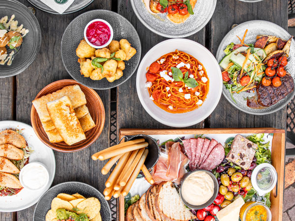 a table-top view of food at The Greens, North Sydney 