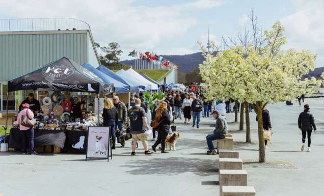 market stalls at Little Burley Market, Canberra