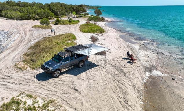 an aerial view of a 4WD at Banana Well Getaway, Broome