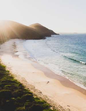Scenic coastal views across Elizabeth Beach in Booti Booti National Park.