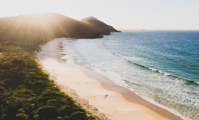 Scenic coastal views across Elizabeth Beach in Booti Booti National Park.