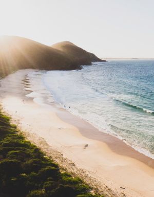 Scenic coastal views across Elizabeth Beach in Booti Booti National Park.
