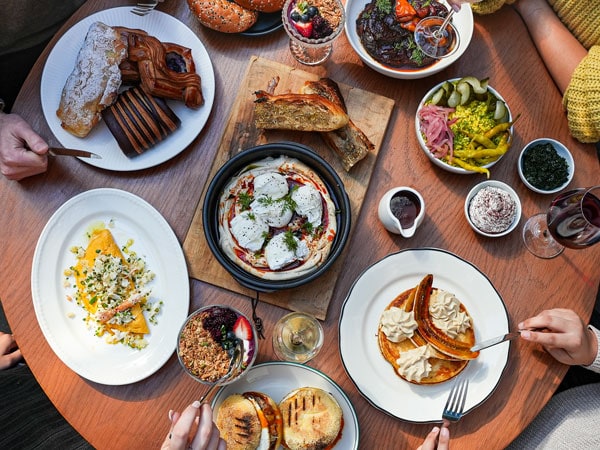 a table-top view of brunch meals at Half Acre, South Melbourne