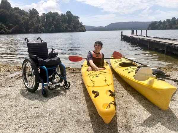 Braeden Jones in a kayak