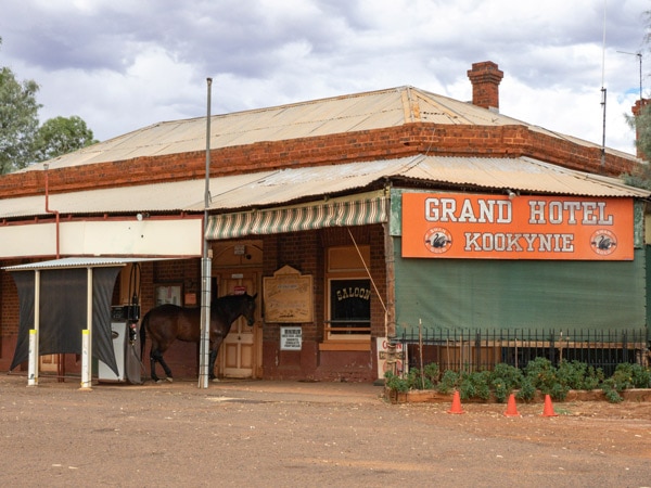 outside of the Kookynie Grand Hotel, WA