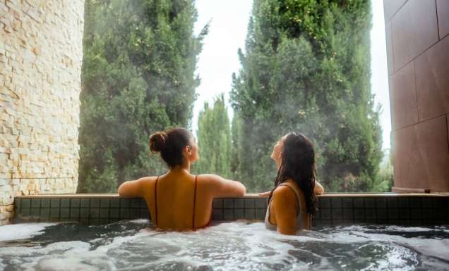 Women in the hot springs at The Mineral Spa within Peppers in Daylesford and Hepburn Springs