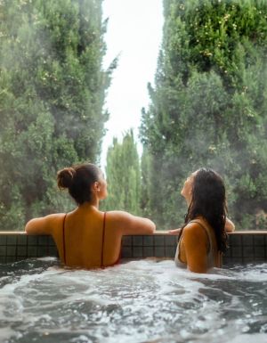 Women in the hot springs at The Mineral Spa within Peppers in Daylesford and Hepburn Springs