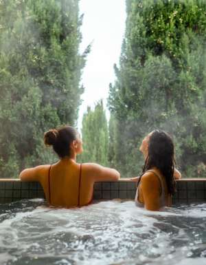 Women in the hot springs at The Mineral Spa within Peppers in Daylesford and Hepburn Springs