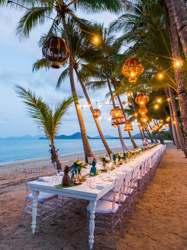 a wedding reception setup at Nu Nu Restaurant, Palm Cove