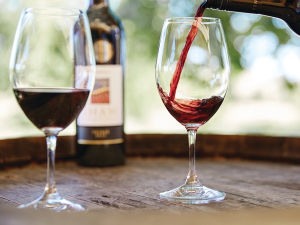 pouring wine into the glass, Shaw Vineyard