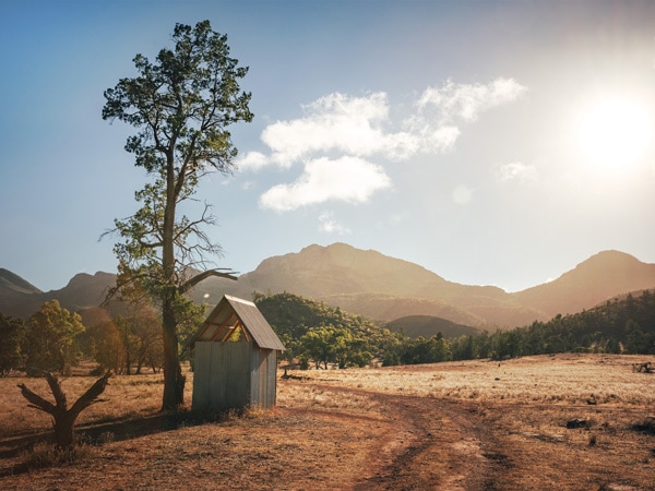 an open-air bush shower at South Australia, Arkaba