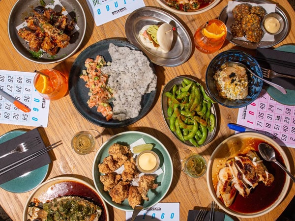 a table-top view of Japanese food at Tokyo Tina, Windsor
