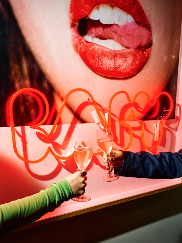 two people clinking wine glasses at Baby, Richmond