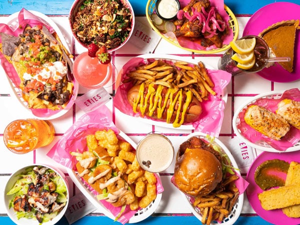 a table-top view of the brunch menu at Evie’s Disco Diner