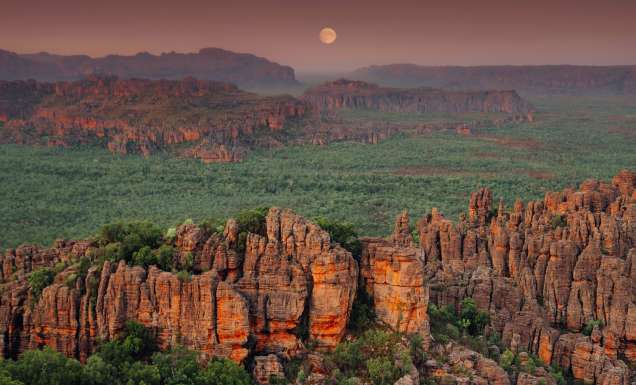 Moon rising over Kakadu escarpment
