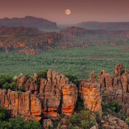 Moon rising over Kakadu escarpment