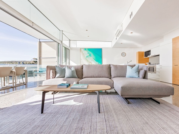 the main living area of the garden villa at Smiths Beach Resort