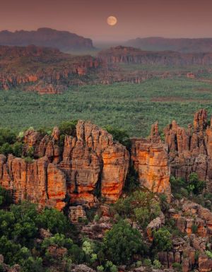 an aerial view of ancient and rugged layers of sandstone in Kakadu