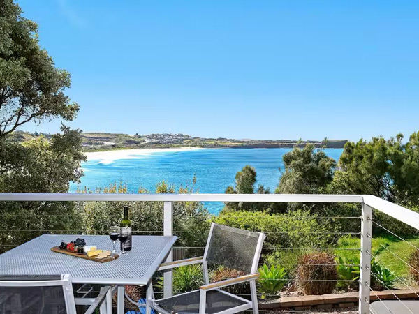 views of Bombo Beach on the balcony of Santa Barbara villa, Kiama