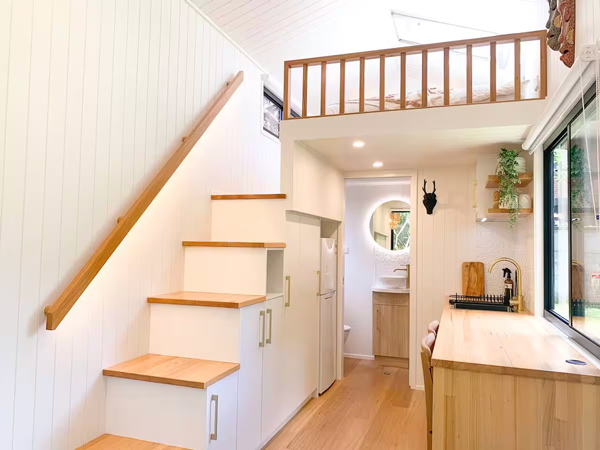the interior of Tiny Kiama Airbnb