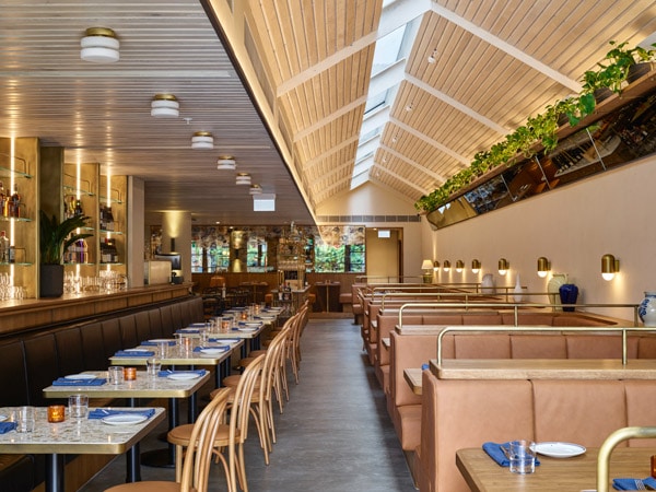 a sophisticated dining interior at Loulou Bistro