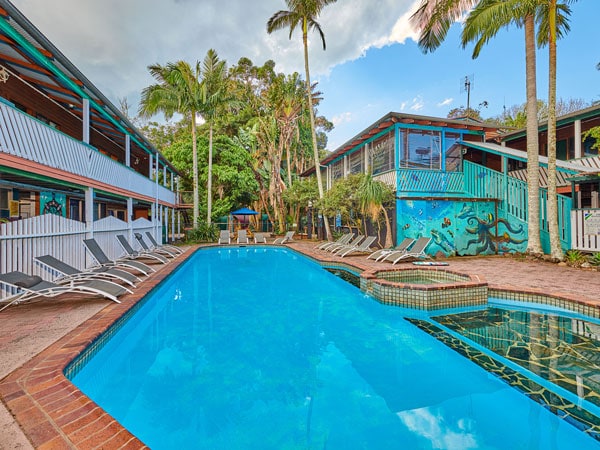 the pool at The Arts Factory Lodge, Byron Bay