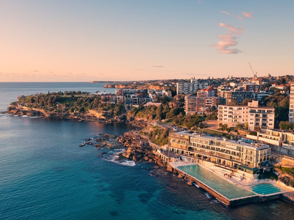 an aerial view of Bondi Icebergs Pool, NSW