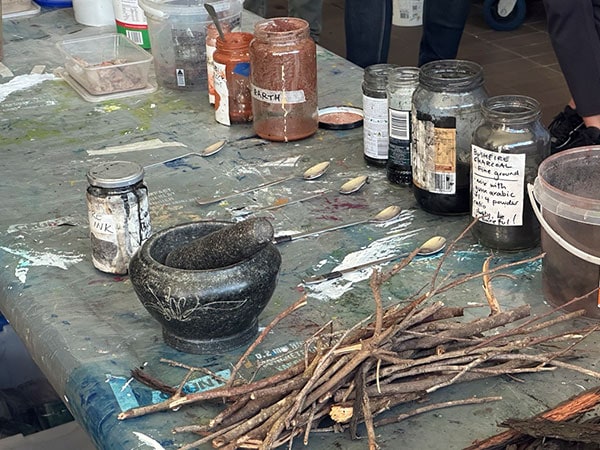 art supplies for art workshop at bundanon art museum