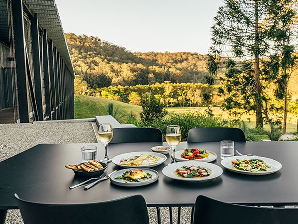 dishes on an outdoor table at ramox cafe at bundanon art museum